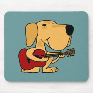 Tapis De Souris XX labrador retriever jaune jouant la guitare