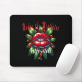 Tapis De Souris Y Christmas Mistletoe Lips - Naughty Holiday Tee W (Avec souris)