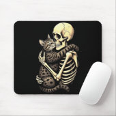 Tapis De Souris Y Skeleton Hugging Cat Halloween Lovers Human Pro (Avec souris)