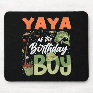 Tapis De Souris Yaya de la famille de pêche du garçon d'anniversai