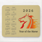 Tapis De Souris Year of the Horse Design Mousepad Calendar (Devant)