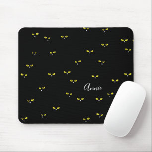 Tapis De Souris Yellow Cat Eyes on Black Best Halloween Party