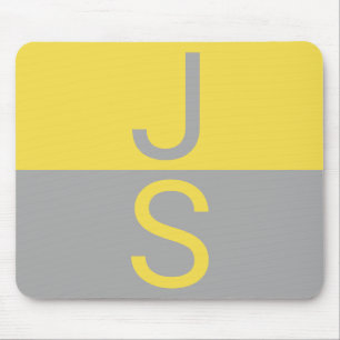 Tapis De Souris Yellow & Grey Modern Initials monogram
