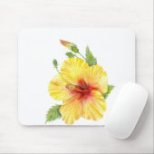 Tapis De Souris Yellow Hibiscus Botanical (Avec souris)