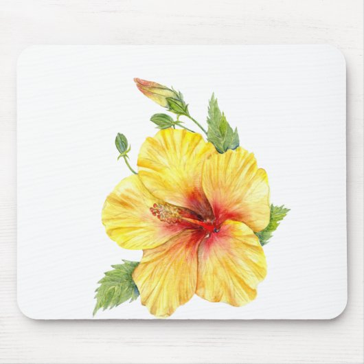 Tapis De Souris Yellow Hibiscus Botanical (Devant)