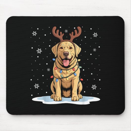 Tapis De Souris Yellow Lab Labrador Christmas Reindeer Dog Lover X (Devant)