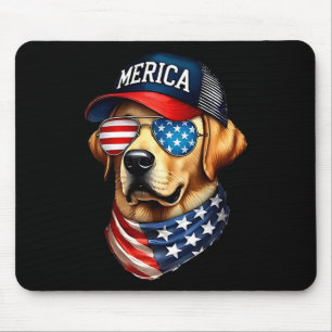 Tapis De Souris Yellow Labrador Retriever 4 juillet Merica Usa F