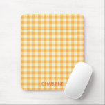 Tapis De Souris Yellow Orange Ish Preppy En vichy Plaid<br><div class="desc">Moderne et tendance en vichy plaid motif en été préféré jaune et pêche couleur orange.</div>