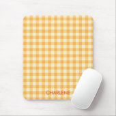 Tapis De Souris Yellow Orange Ish Preppy En vichy Plaid (Avec souris)