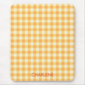 Tapis De Souris Yellow Orange Ish Preppy En vichy Plaid (Devant)