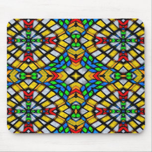 Tapis De Souris Yellow, Red and Blue Stained Glass