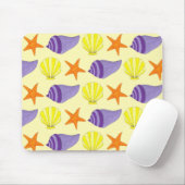 Tapis De Souris Yellow Seashell Sea Shell Conch Starfish Beach (Avec souris)