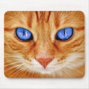 Tapis De Souris Yeux de chat Yeux de chat Visage Thon Tigre Rouge