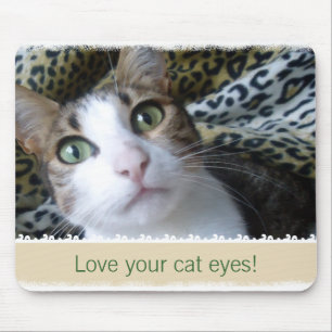 Tapis De Souris Yeux verts de chat - mousepad beige