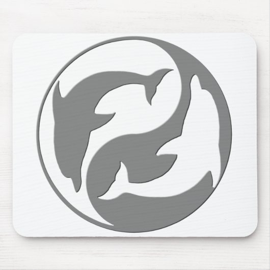 Tapis De Souris Yin gris et blanc Yang Dolphins Souris (Devant)