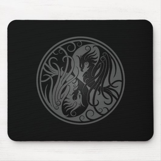 Tapis De Souris Yin gris et noir Yang Phoenix (Devant)