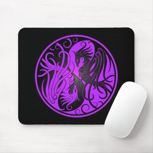 Tapis De Souris Yin pourpre et noir Yang Phoenix (Avec souris)