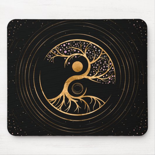 Tapis De Souris Yin Yang Arbre de vie - Fluorite et or (Devant)