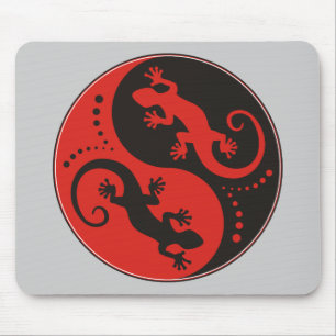 Tapis De Souris YIN & YANG Geckos black red + your background idea