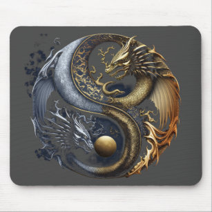 Tapis De Souris Yin-Yang Mousepad métallique des dragons