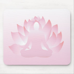 Tapis De Souris Yoga Lotus Pose Fleur Rose Namaste Mousepad