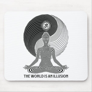 Tapis De Souris Yoga Monde Illusion Yin Yang Zen Fille Méditation