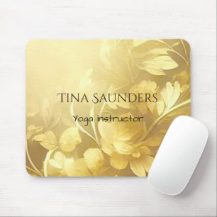Tapis De Souris Yoga or fleurs nom personnalisé