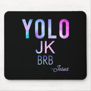 Tapis De Souris Yolo Jk Brb Jesus Drôle Jour de Pâques Total Solai