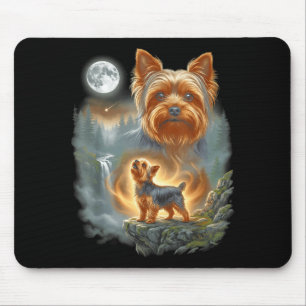 Tapis De Souris Yorkie hurlant à la lune mème de chien drôle vinta