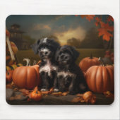Tapis De Souris Yorkipoo Chiot Automne Citrouille délice (Devant)