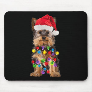 Tapis De Souris Yorkshire Noël Yorkie Chien Santa Hat Noël