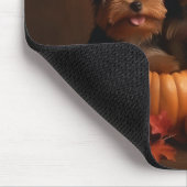 Tapis De Souris Yorkshire Terrier Chiot Automne Citrouille délice (Coin)
