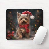 Tapis De Souris Yorkshire Terrier Dog dans la neige Noël (Avec souris)