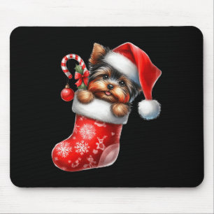 Tapis De Souris Yorkshire Terrier en Sock Noël Noël Noël Noël Noël