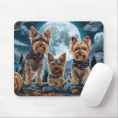 Tapis De Souris Yorkshire Terrier Halloween Éffrayant (Avec souris)