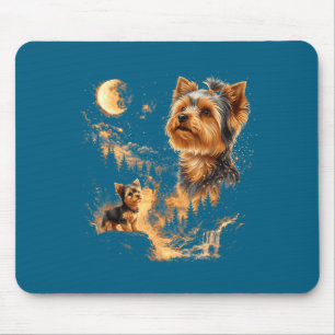 Tapis De Souris Yorkshire Terrier Minimal Hurlement Lune Vintage