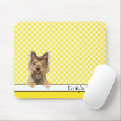 Tapis De Souris Yorkshire Terrier sur En vichy jaune (Avec souris)