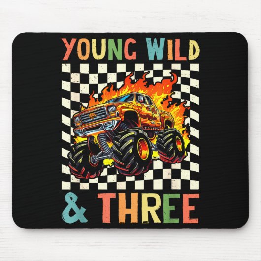 Tapis De Souris Young Wild And Three Monster Truck 3rd Birthday 3y (Devant)
