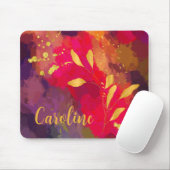 Tapis De Souris Your Name Gold Splashed Bright Scarlet Abstract (Avec souris)