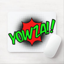 YOWZA ! Pop Art Mouse Pad - Neon Green Comic Burst