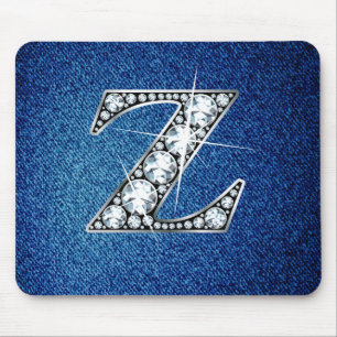 Tapis De Souris Z Faux-"Diamond Bling" sur Denim Mousepad