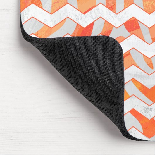 Tapis De Souris Zebra Chevron orange et blanc (Coin)
