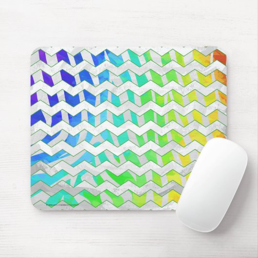 Tapis De Souris Zebra Chevron Rainbow et White Print (Avec souris)