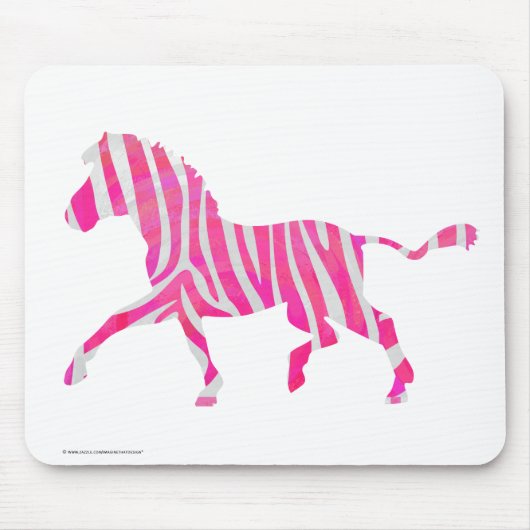 Tapis De Souris Zebra Hot rose et blanc Silhouette (Devant)