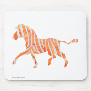 Tapis De Souris Zebra Orange et Silhouette blanche