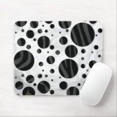 Tapis De Souris Zebra Polka point noir et gris impression (Avec souris)