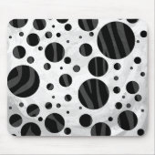 Tapis De Souris Zebra Polka point noir et gris impression (Devant)