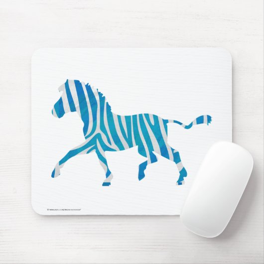 Tapis De Souris Zebra Silhouette Bleu et Blanc (Avec souris)