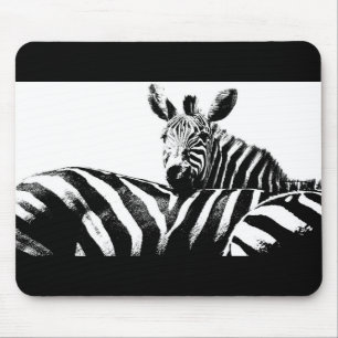 Tapis De Souris Zebras Black White Pop Art Modèle personnalisable