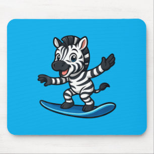 Tapis De Souris Zèbre de surf mignon drôle d'animal plage ambiance